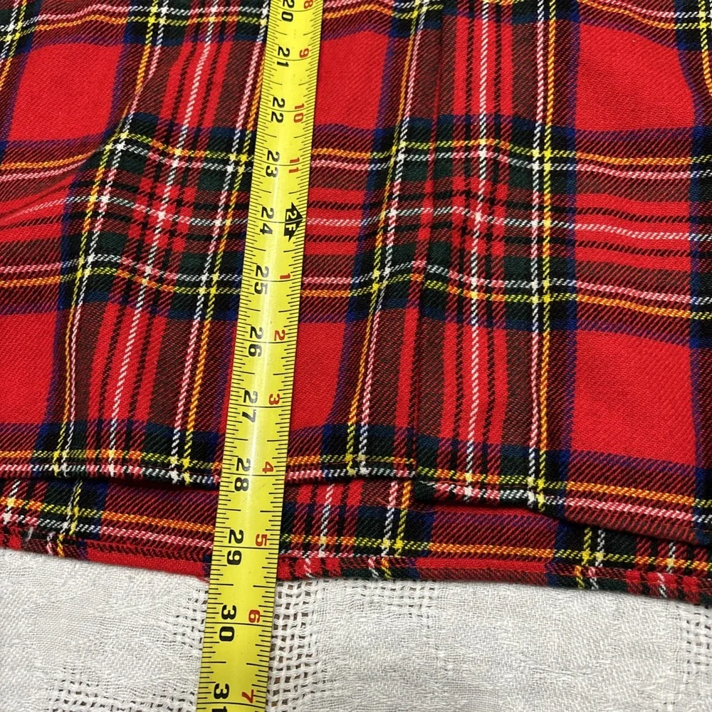 Vtg Sz L Henryk Shirt Mens Large Red Blue Plaid Button Up Wool Blend Made UK 90s